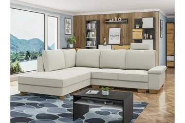 Graystone 3-seter Venstre Hjørnesovesofa 130x203 cm med Oppbevaring i Stoff - Lysegrå - Møbler - Sofaer - Sovesofaer