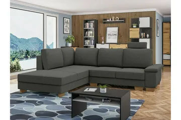 Graystone 3-seter Venstrevendt Hjørnesovesofa med Divan og Sjeselong i Stoff - Grå - Møbler - Sofaer - Sovesofaer