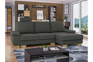 Graystone 3-seters Høyre Hjørnesovesofa 130x193 cm med Oppbevaring i Stoff - Grå - Møbler - Sofaer - Sovesofaer
