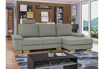 Graystone 3-seters Høyre Hjørnesovesofa 130x193 cm med Oppbevaring i Stoff - Lysegrå - Møbler - Sofaer - Sovesofaer