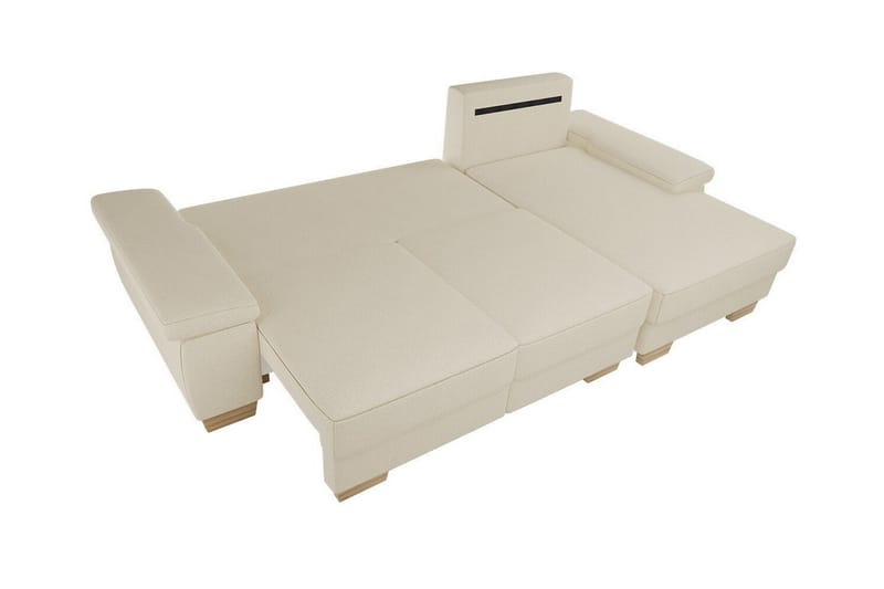 Graystone 3-seters Høyre Hjørnesovesofa 130x193 cm med Oppbevaring i Stoff - Lysegrå - Møbler - Sofaer - Sovesofaer