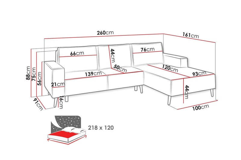 Graystone 3-seters Hjørnesovesofa - Beige - Møbler - Sofaer - Sovesofaer