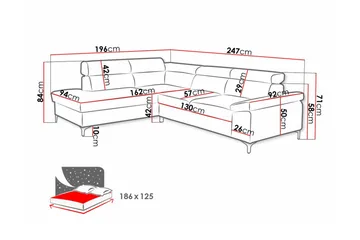 Graystone 3-seters Hjørnesovesofa - Cream - Møbler - Sofaer - Sovesofaer