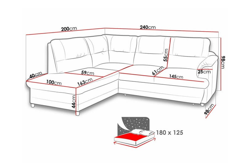 Graystone 3-seters Hjørnesovesofa - Cream - Møbler - Sofaer - Sovesofaer