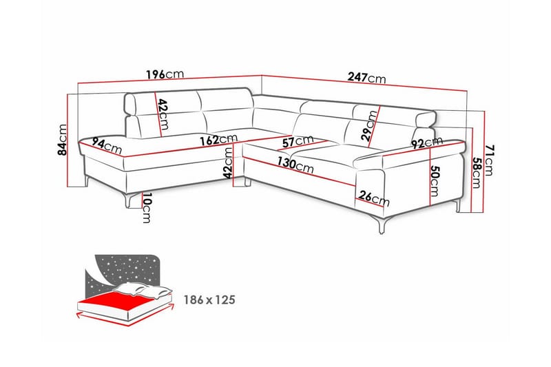 Graystone 3-seters Hjørnesovesofa - Cream - Sovesofaer - Hjørnesovesofa