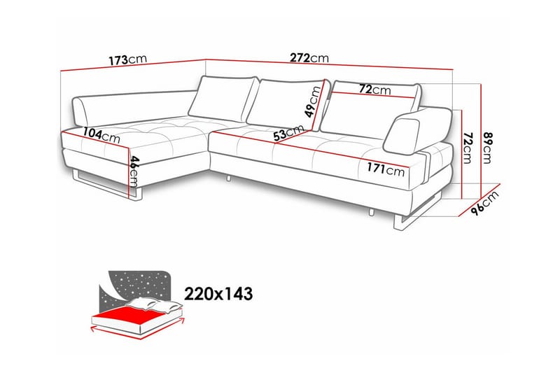 Graystone 3-seters Hjørnesovesofa - Cream - Sovesofaer - Hjørnesovesofa