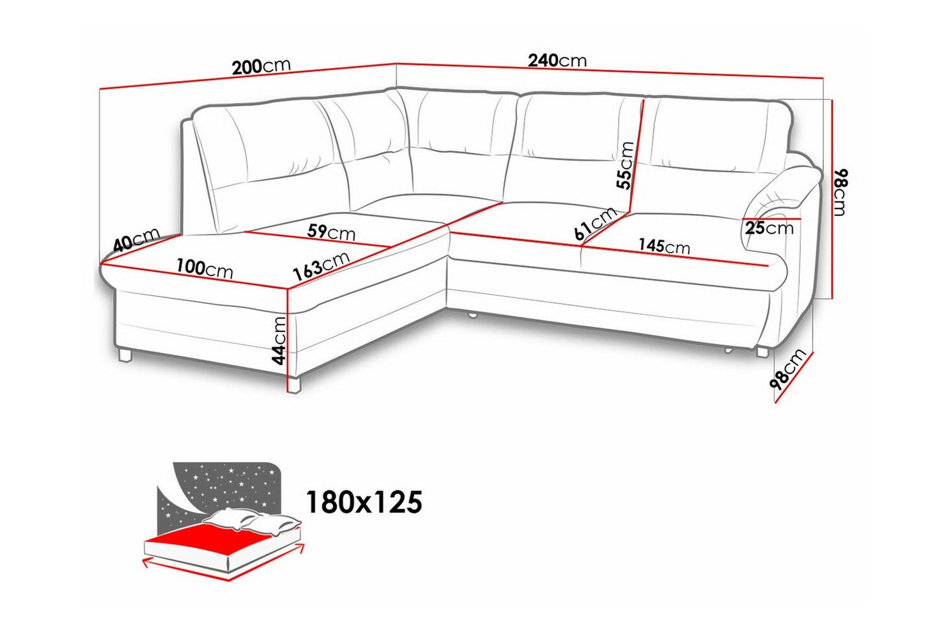 Graystone 3-seters Hjørnesovesofa - Cream - Møbler - Sofaer - Sovesofaer