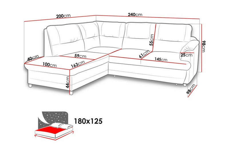 Graystone 3-seters Hjørnesovesofa - Cream - Møbler - Sofaer - Sovesofaer
