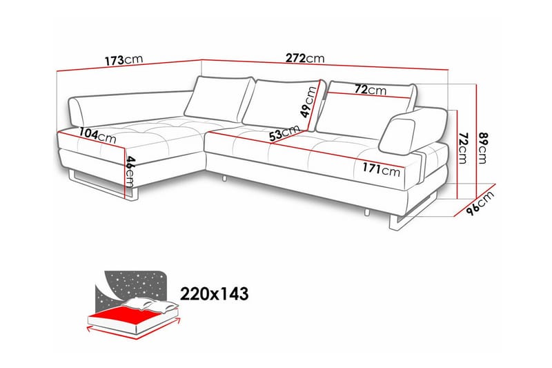 Graystone 3-seters Hjørnesovesofa - Lysegrå - Sovesofaer - Hjørnesovesofa