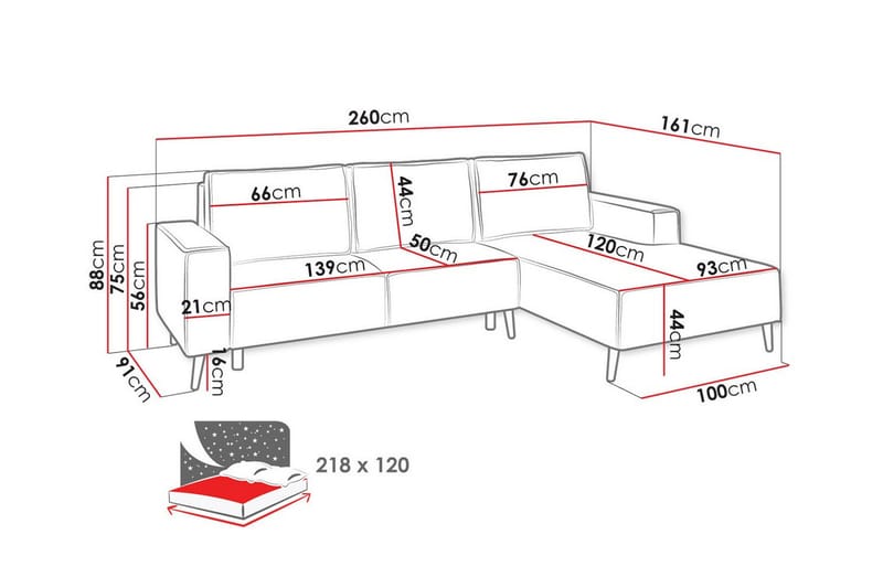 Graystone 3-seters Hjørnesovesofa - Lysegrå/Mørkegrå - Sovesofaer - Hjørnesovesofa