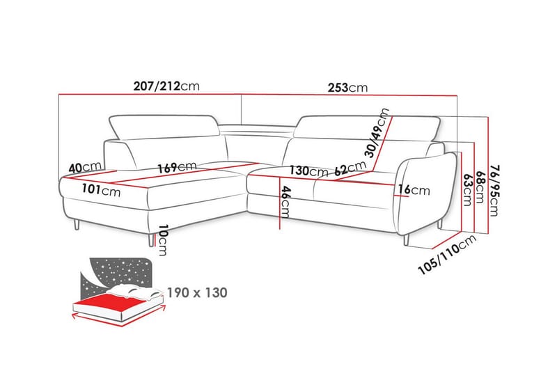 Graystone 3-seters Hjørnesovesofa - Mørkeblå - Sovesofaer - Hjørnesovesofa