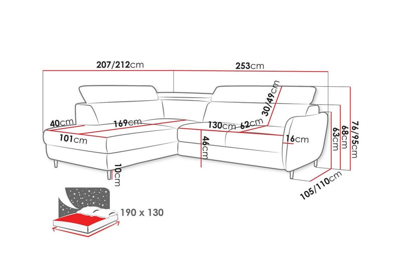 Graystone 3-seters Hjørnesovesofa - Mørkeblå - Sovesofaer - Hjørnesovesofa