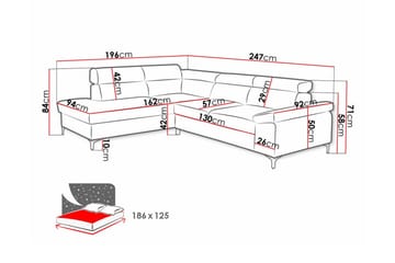 Graystone 3-seters Hjørnesovesofa - Mørkegrå - Møbler - Sofaer - Sovesofaer