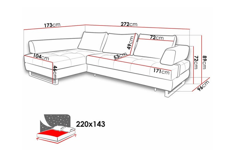 Graystone 3-seters Hjørnesovesofa - Mørkegrå - Møbler - Sofaer - Sovesofaer