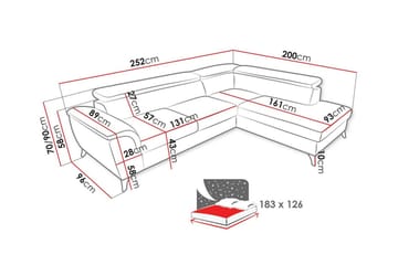 Graystone 3-seters Hjørnesovesofa - Mørkegrå - Møbler - Sofaer - Sovesofaer
