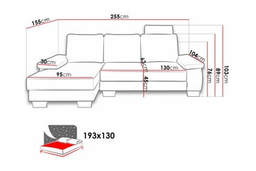 Graystone 3-seters Hjørnesovesofa - Mørkegrå - Møbler - Sofaer - Sovesofaer