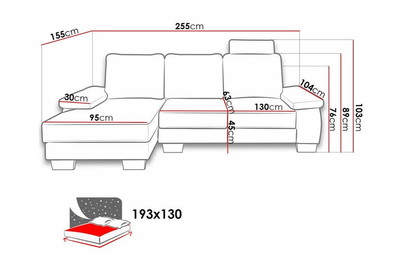 Graystone 3-seters Hjørnesovesofa - Mørkegrå - Møbler - Sofaer - Sovesofaer