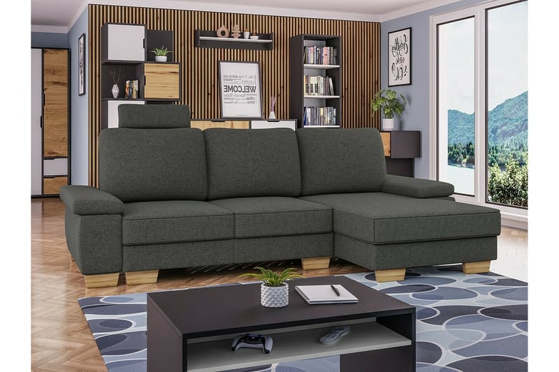 Graystone 3-seters Hjørnesovesofa - Mørkegrå - Møbler - Sofaer - Sovesofaer