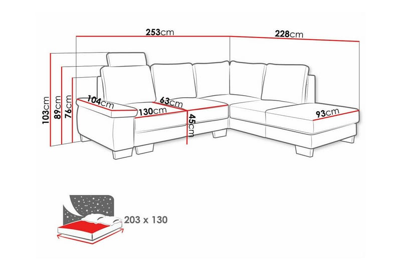 Graystone 3-seters Hjørnesovesofa - Mørkegrå - Sovesofaer - Hjørnesovesofa