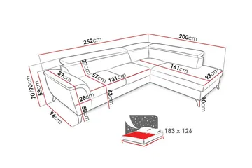 Graystone 3-seters Hjørnesovesofa - Møbler - Sofaer - Sovesofaer