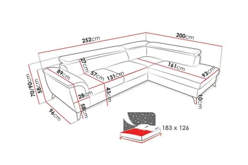 Graystone 3-seters Hjørnesovesofa - Møbler - Sofaer - Sovesofaer
