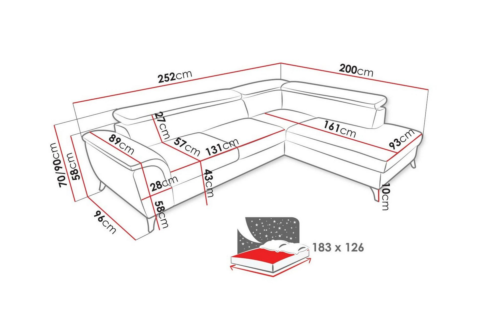 Graystone 4-seters Hjørnesovesofa - Beige - Møbler - Sofaer - Sovesofaer