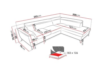 Graystone 4-seters Hjørnesovesofa - Beige - Møbler - Sofaer - Sovesofaer