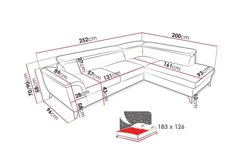 Graystone 4-seters Hjørnesovesofa - Brun - Sovesofaer - Hjørnesovesofa