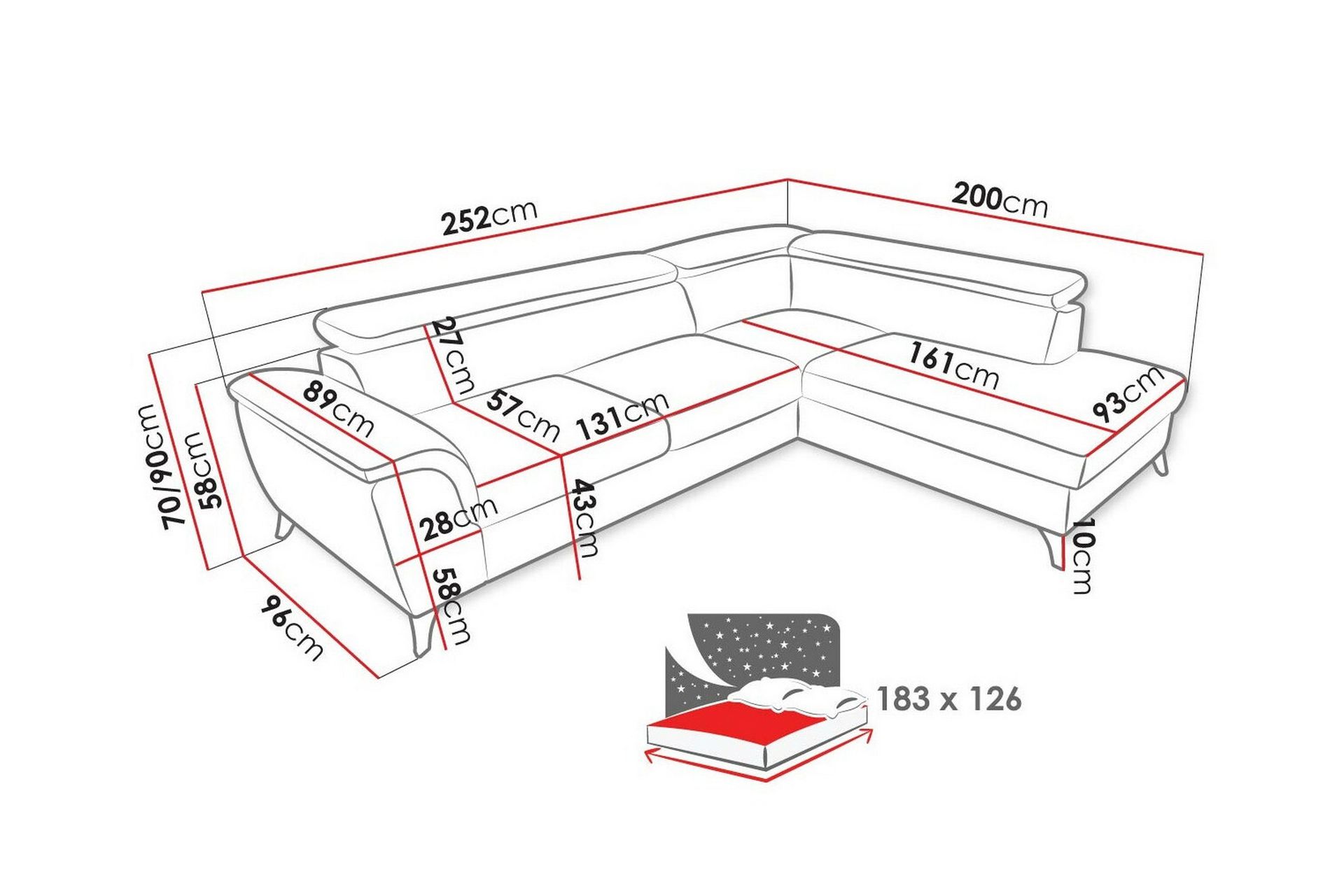 Graystone 4-seters Hjørnesovesofa - Brun/Oransje - Møbler - Sofaer - Sovesofaer