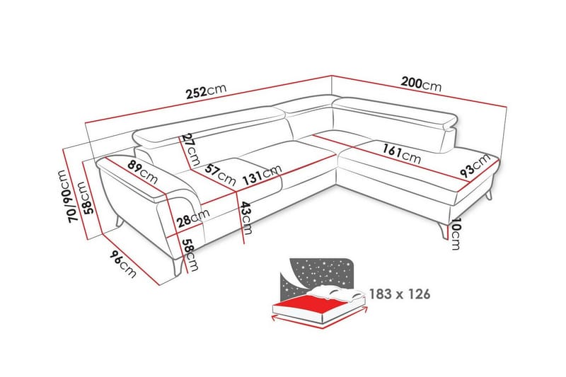 Graystone 4-seters Hjørnesovesofa - Brun/Oransje - Møbler - Sofaer - Sovesofaer
