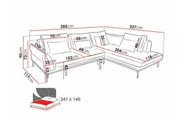 Graystone 4-sits Hörnbäddsoffa Ljusgrå - Møbler - Sofaer - Sofa med sjeselong - 4 seters sofa med divan