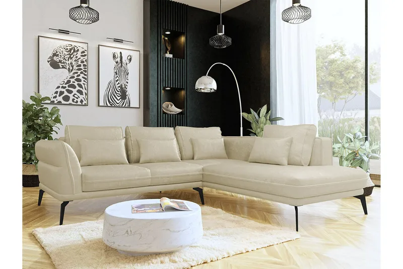 Graystone 4-sits Hörnbäddsoffa NO_BRAND beige - Møbler - Sofaer - Sofa med sjeselong - 4 seters sofa med divan