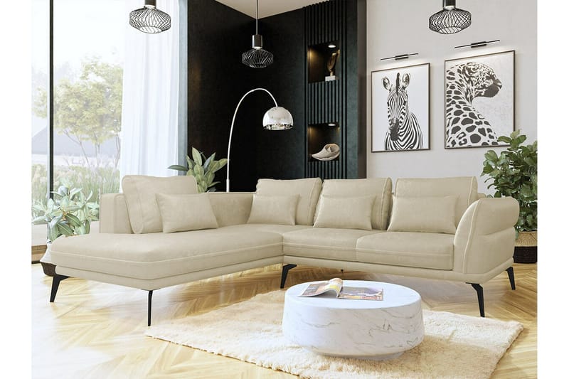 Graystone 4-sits Hörnbäddsoffa NO_BRAND Beige/Light beige - Møbler - Sofaer - Sofa med sjeselong - 4 seters sofa med divan