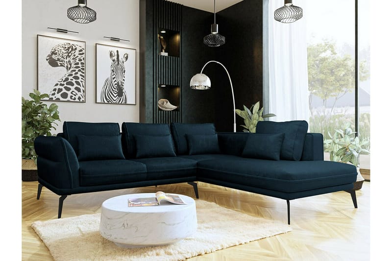 Graystone 4-sits Hörnbäddsoffa NO_BRAND Dark blue - Møbler - Sofaer - Sofa med sjeselong - 4 seters sofa med divan