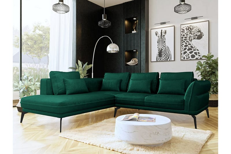 Graystone 4-sits Hörnbäddsoffa NO_BRAND Dark green - Møbler - Sofaer - Sofa med sjeselong - 4 seters sofa med divan