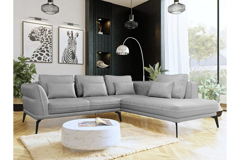 Graystone 4-sits Hörnbäddsoffa NO_BRAND Light grey/Dark grey - Møbler - Sofaer - Sofa med sjeselong - 4 seters sofa med divan