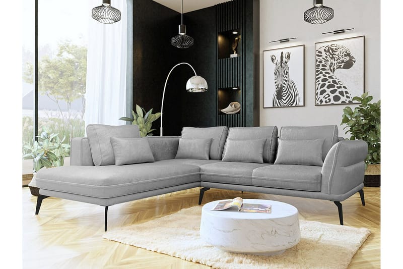 Graystone 4-sits Hörnbäddsoffa NO_BRAND Ljusgrå - Møbler - Sofaer - Sofa med sjeselong - 4 seters sofa med divan