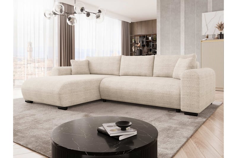 Handda 3-seters Venstrevendt Sovesofa med Sjeselong i Stoff - Beige - Møbler - Sofaer - Sovesofaer