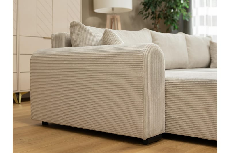 Handda Sovesofa med Sjeselong 3-seter i Bouclé - Beige - Møbler - Sofaer - Sovesofaer