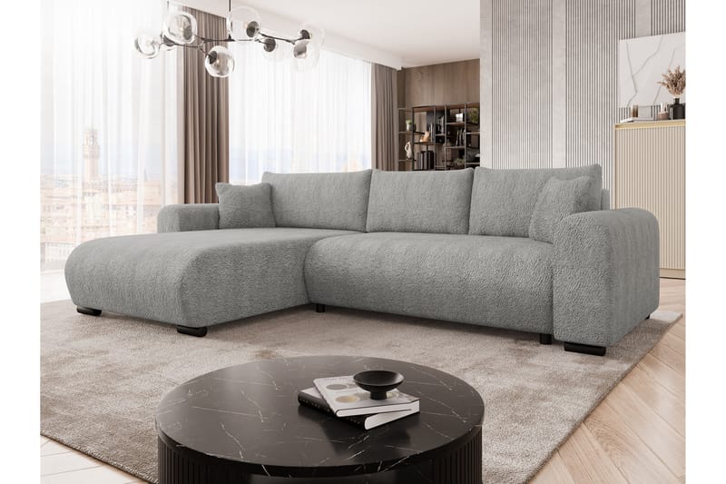 Handda Sovesofa med Sjeselong 3-seter i Bouclé - Grå - Møbler - Sofaer - Sovesofaer