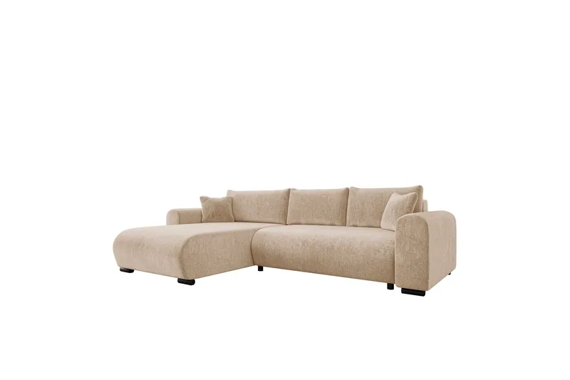 Handda Sovesofa med Sjeselong 3-seter i Chenille - Beige - Møbler - Sofaer - Sovesofaer