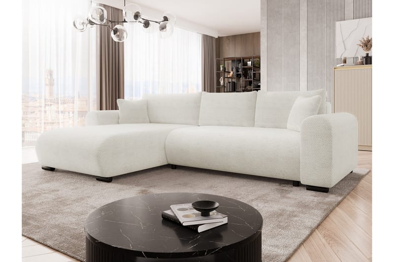 Handda Sovesofa med Sjeselong 3-seter i Chenille - Hvit - Møbler - Sofaer - Sovesofaer
