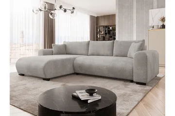 Handda Sovesofa med Sjeselong 3-seter i Fløyel - Grå - Møbler - Sofaer - Sovesofaer