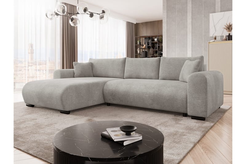 Handda Sovesofa med Sjeselong 3-seter i Fløyel - Grå - Møbler - Sofaer - Sovesofaer