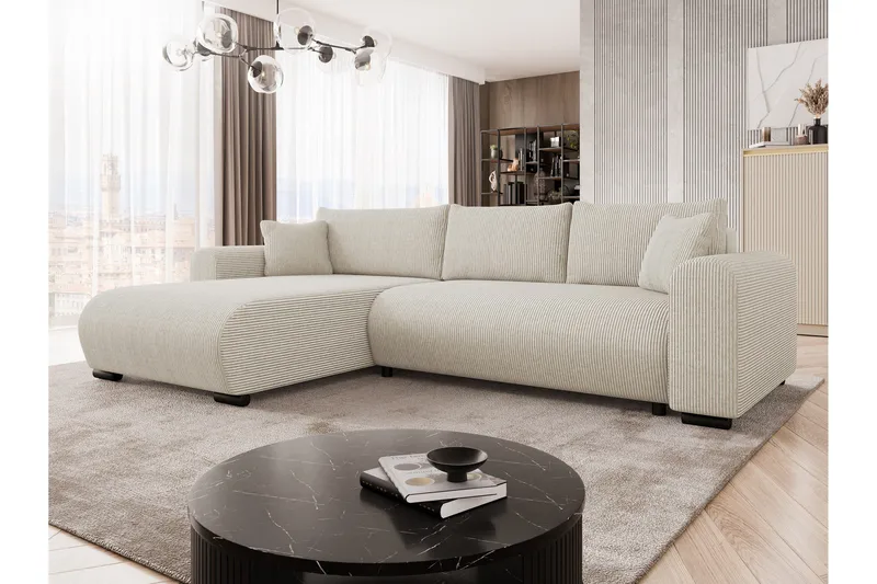 Handda Sovesofa med Sjeselong 3-seter i Manchester - Beige - Møbler - Sofaer - Sovesofaer