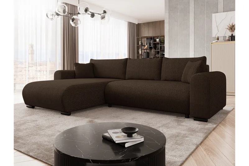 Handda Sovesofa med Sjeselong 3-seter i Manchester - Brun - Møbler - Sofaer - Sovesofaer