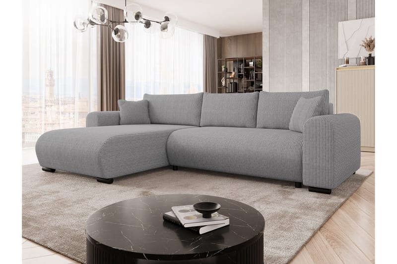 Handda Sovesofa med Sjeselong 3-seter i Manchester - Grå - Møbler - Sofaer - Sovesofaer