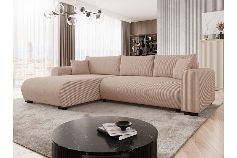 Handda Sovesofa med Sjeselong 3-seter i Manchester - Rosa - Møbler - Sofaer - Sovesofaer