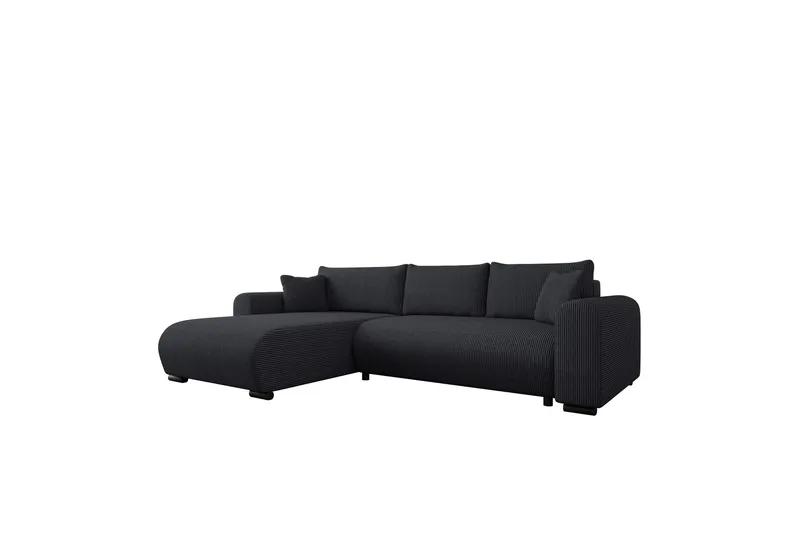 Handda Sovesofa med Sjeselong 3-seter i Manchester - Svart - Møbler - Sofaer - Sovesofaer