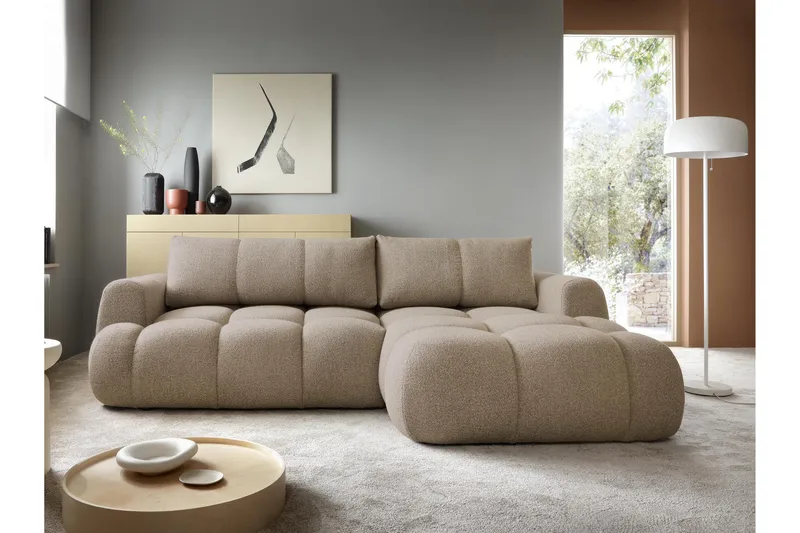 Handu Sovesofa med Sjeselong 3-seter i Bouclé - Brun - Møbler - Sofaer - Sovesofaer